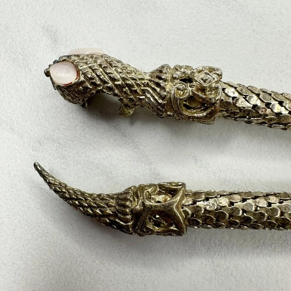 Vintage Gold-Tone Snake Waist Belt with Pearl Eye